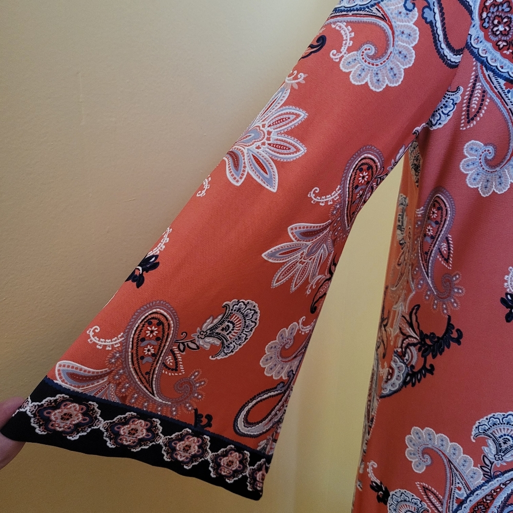 NWT Studio One New York Paisly Print Long Sleeve Knee-Length Dress - Picture 3 of 7